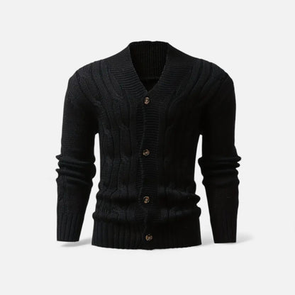 Elorainemode | Men’s Cardigan – Classic Elegance with a Notched Collar
