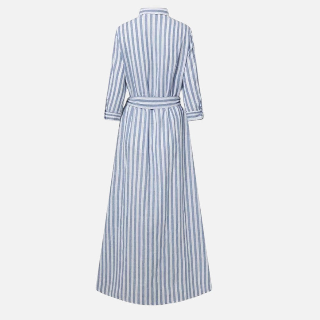 Women’s Striped Midi Dress – Bohemian Elegance
