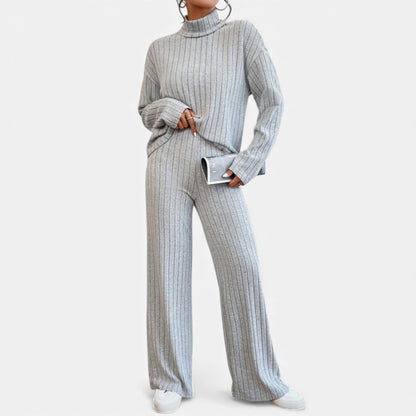 Elorainemode | Women’s Striped Turtleneck Suit – Quiet Elegance