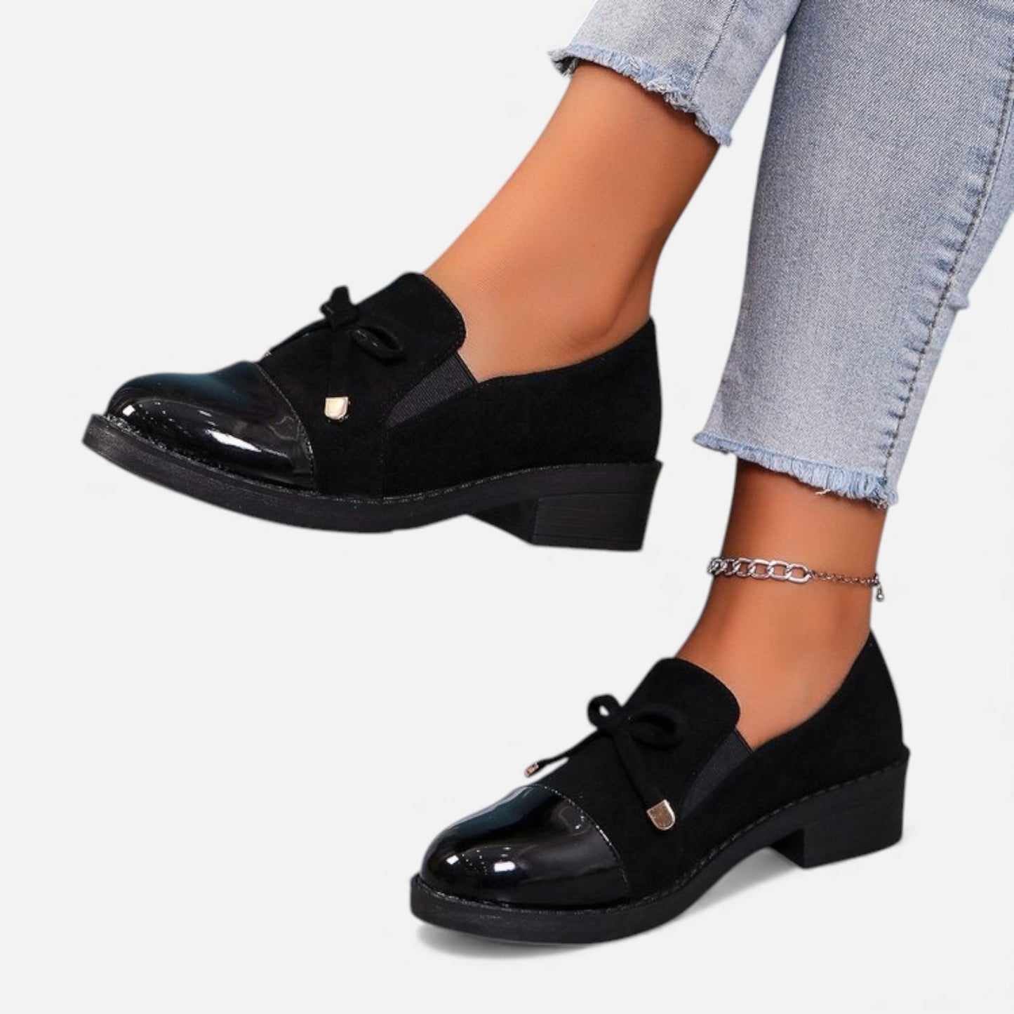Elorainemode | Women’s Bowknot Loafer – Elegant Ivy League Charm
