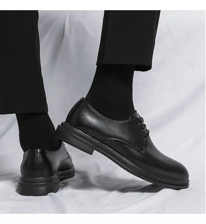 Elorainemode | Men’s Glossy Leather Pointed Oxford – Classic Executive Shine