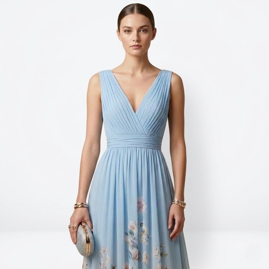 Women’s Elegant Floral Maxi Dress Sleeveless Formal