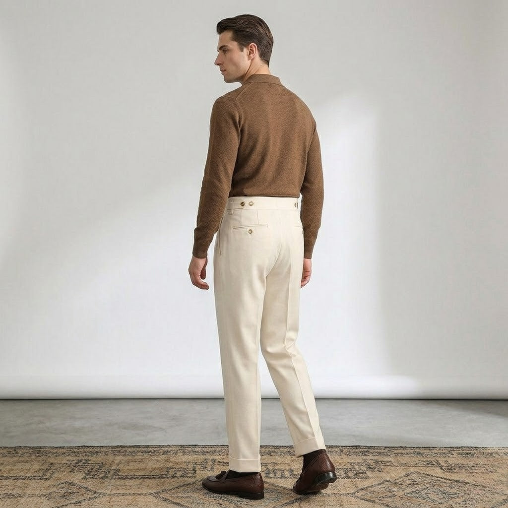 Men’s Classic Straight Trousers Comfortable Formal Work Pants