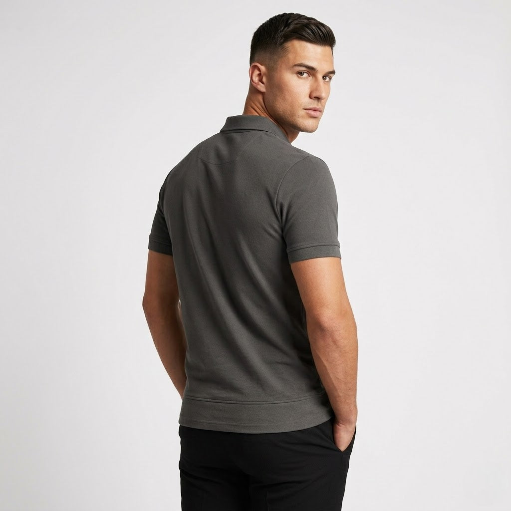 Men’s Slim Fit Zipper Polo Shirt for Casual or Active Wear