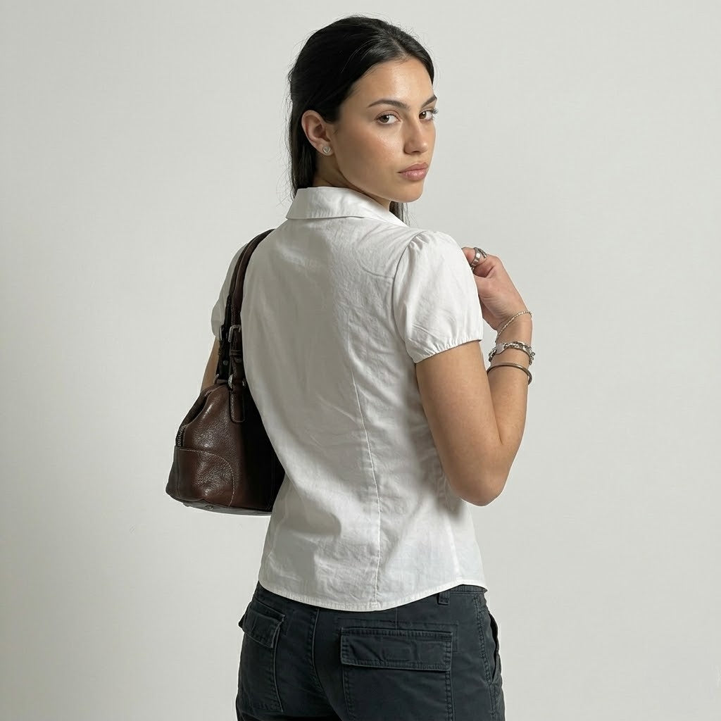 Women’s Tailored Waist Blouse Lightweight V-Neck Summer Shirt