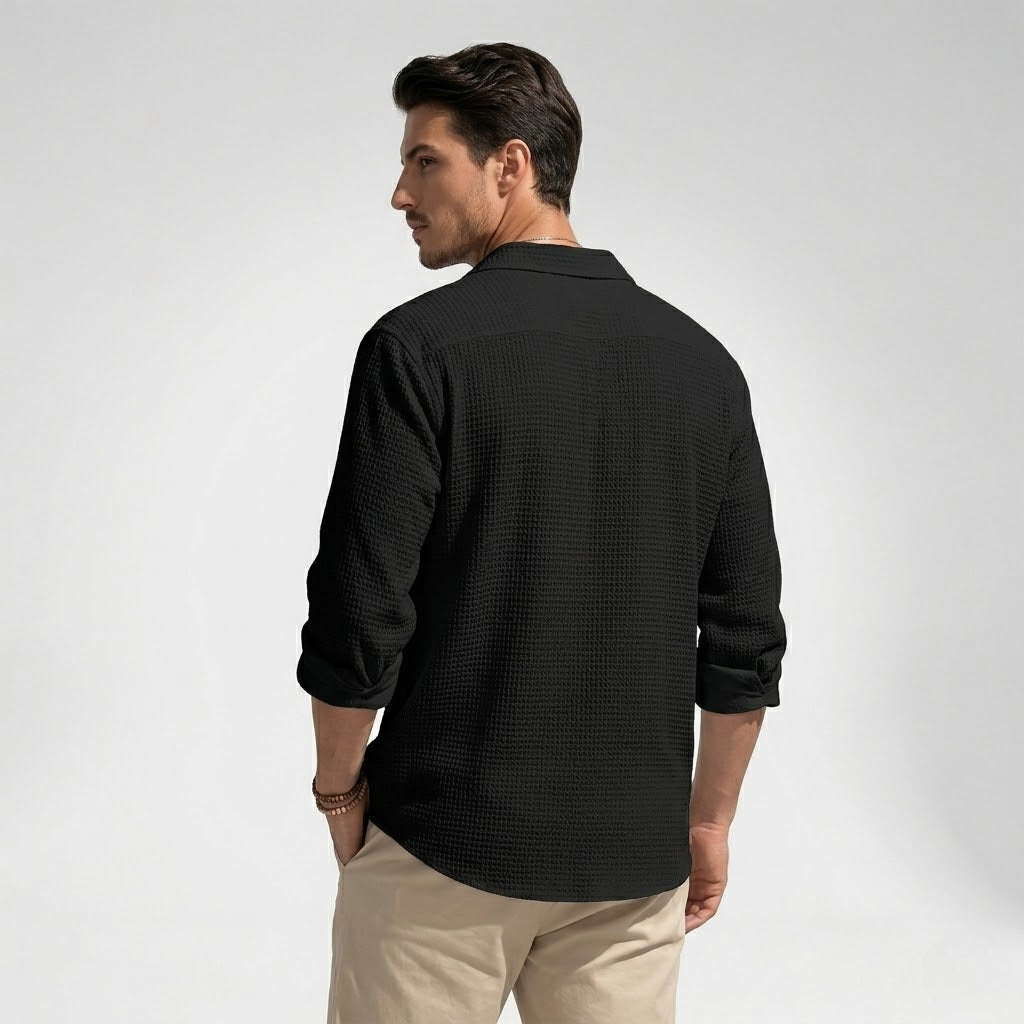 Men’s Lightweight Button-Up Shirt Classic Fit Spring Fall Wear