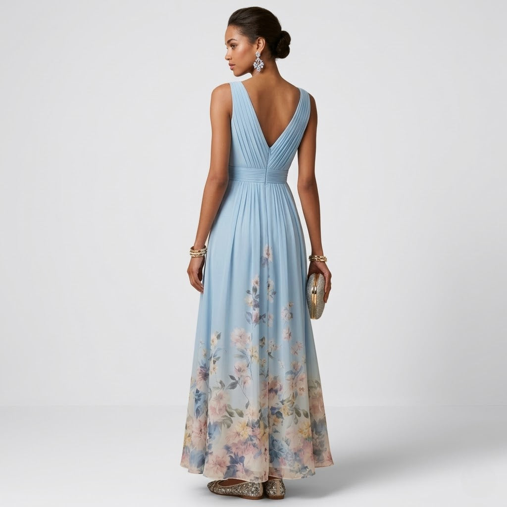 Women’s Elegant Floral Maxi Dress Sleeveless Formal