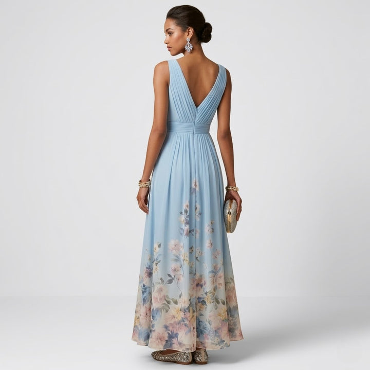 Women’s Elegant Floral Maxi Dress Sleeveless Formal