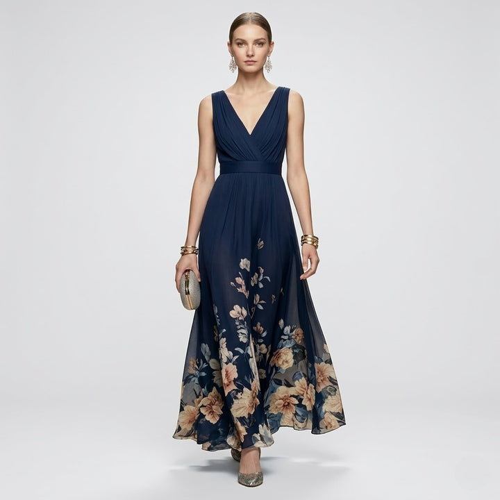 Women’s Elegant Floral Maxi Dress Sleeveless Formal
