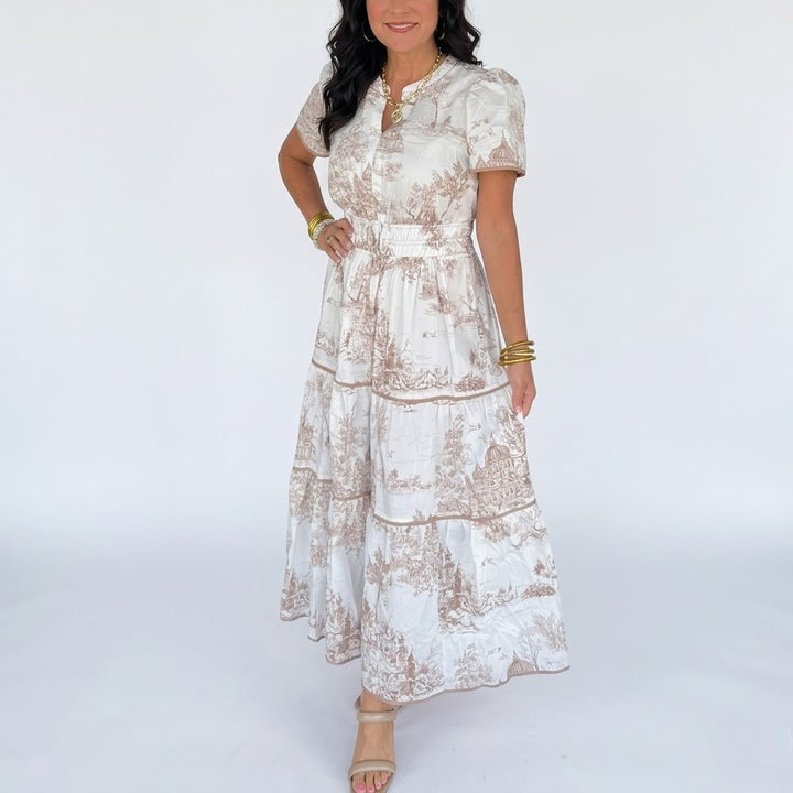 Women’s Elegant Maxi Dress Linen Floral Print Casual Summer Style