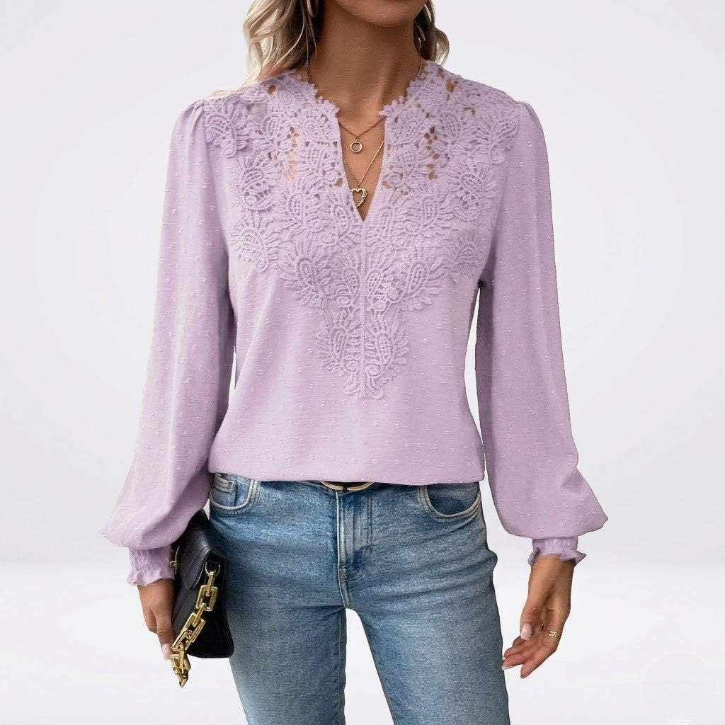 Women’s Soft Cotton Lace Blouse Comfortable Everyday Top