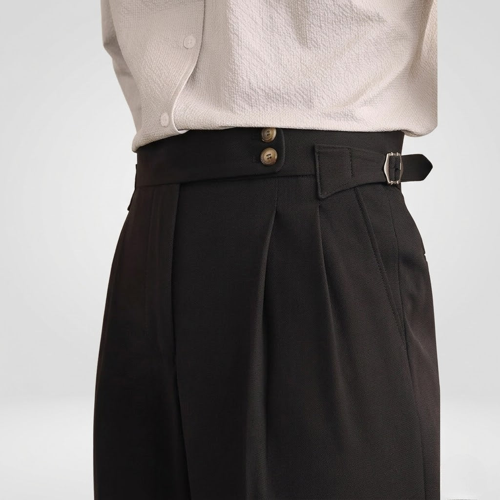 Men’s Classic Straight Trousers Comfortable Formal Work Pants