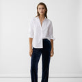 Women’s White Cotton Boyfriend Shirt – Relaxed Classic Button Down