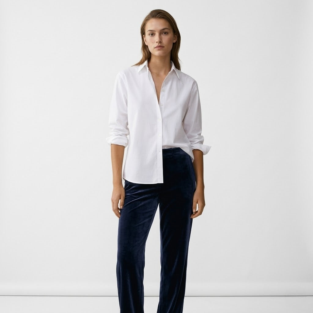 Women’s White Cotton Boyfriend Shirt – Relaxed Classic Button Down