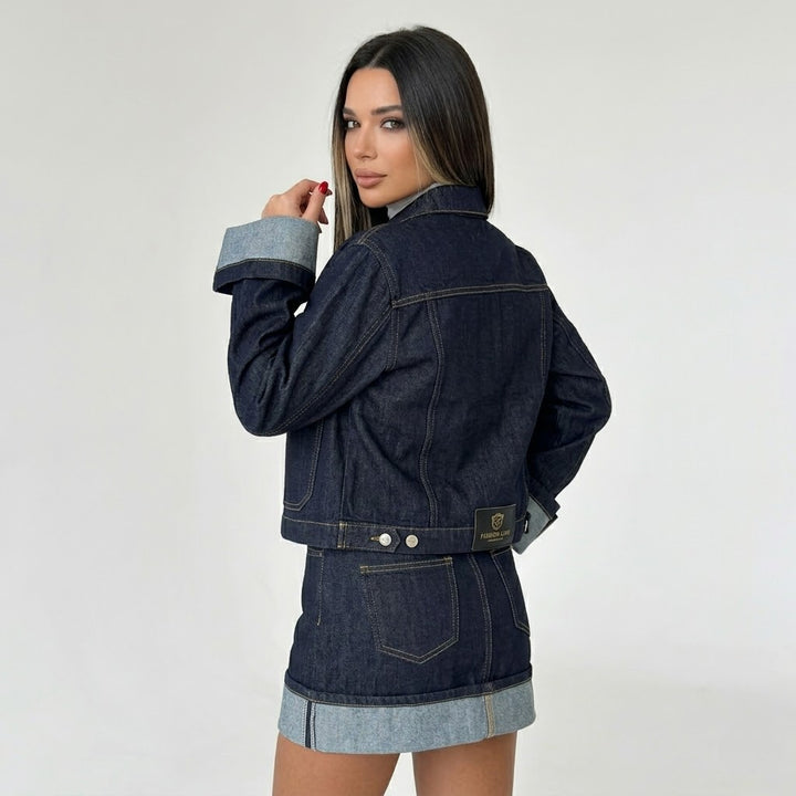 Women’s Denim Jacket and Skirt Set Vintage Two Piece Outfit