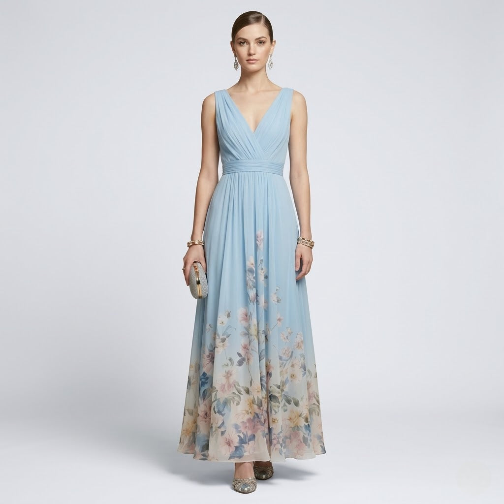 Women’s Elegant Floral Maxi Dress Sleeveless Formal