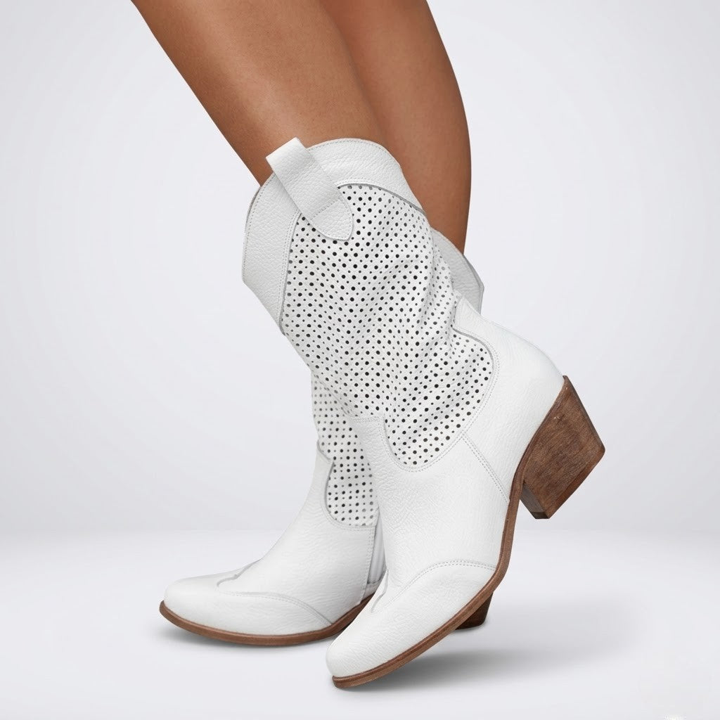 Women’s Cowboy Ankle Boots Comfortable Leather Casual Wear