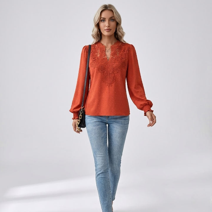 Women’s Soft Cotton Lace Blouse Comfortable Everyday Top
