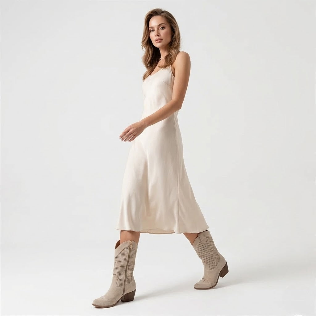 Women’s Cowboy Ankle Boots Comfortable Leather Casual Wear