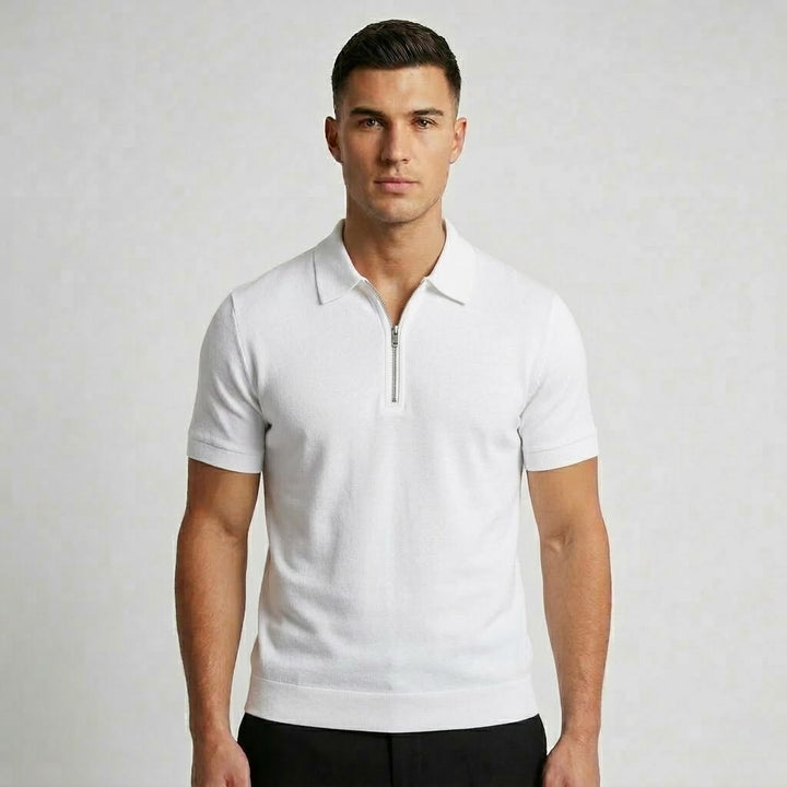 Men’s Slim Fit Zipper Polo Shirt for Casual or Active Wear