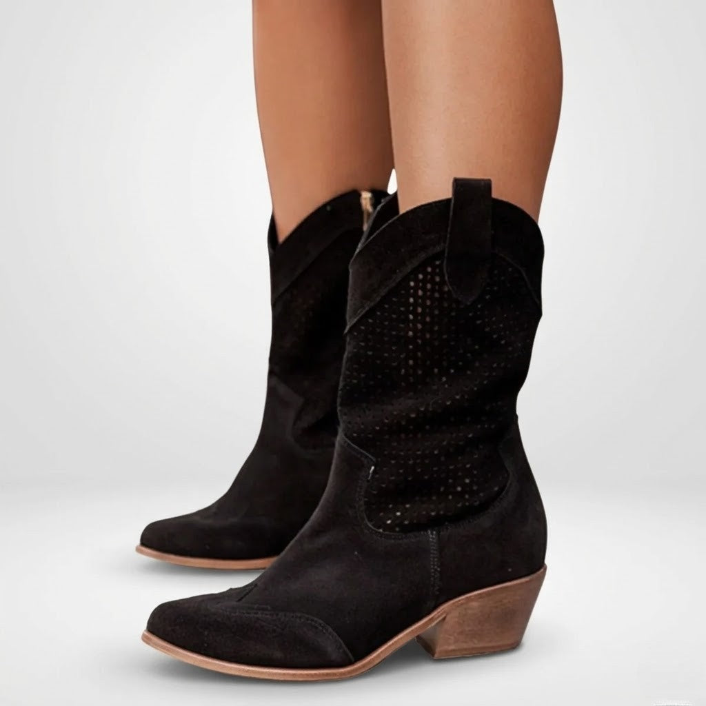 Women’s Cowboy Ankle Boots Comfortable Leather Casual Wear