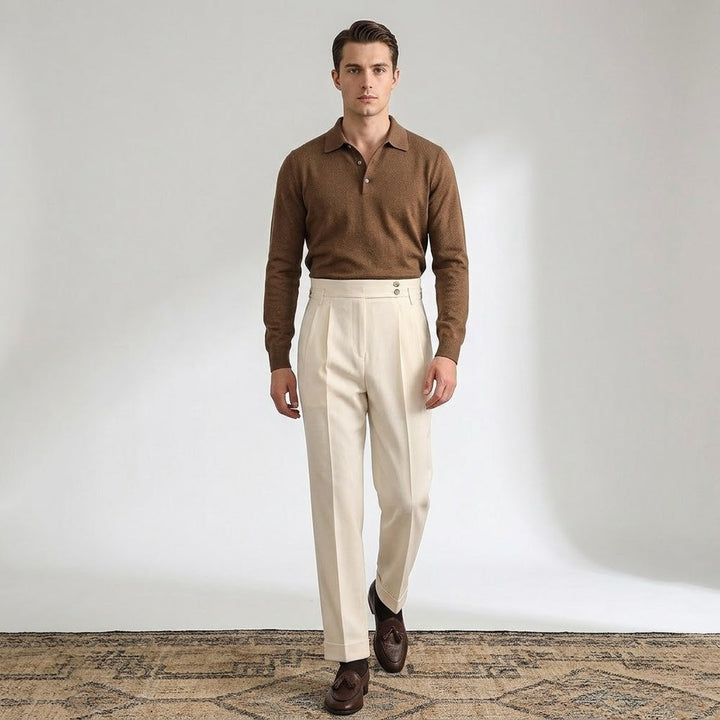 Men’s Classic Straight Trousers Comfortable Formal Work Pants